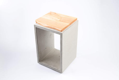 Concrete & Cherry Wood Side Table or Stool