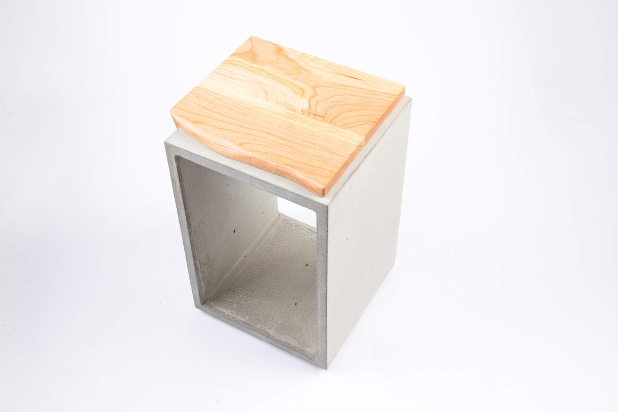 Concrete & Cherry Wood Side Table or Stool