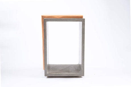 Concrete & Cherry Wood Side Table or Stool