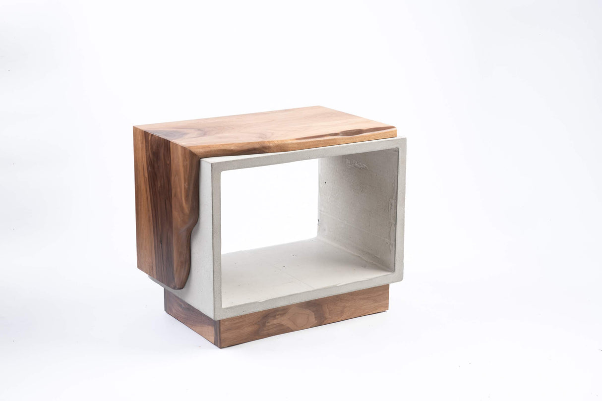 Concrete & Live Edge Black Walnut wood Side Table