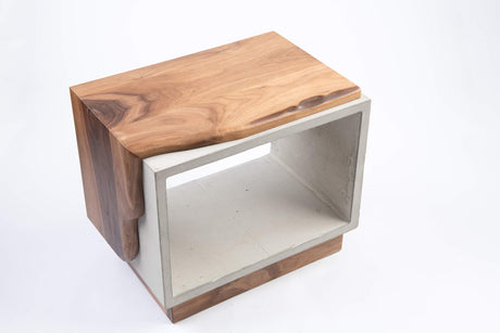 Concrete & Live Edge Black Walnut wood Side Table