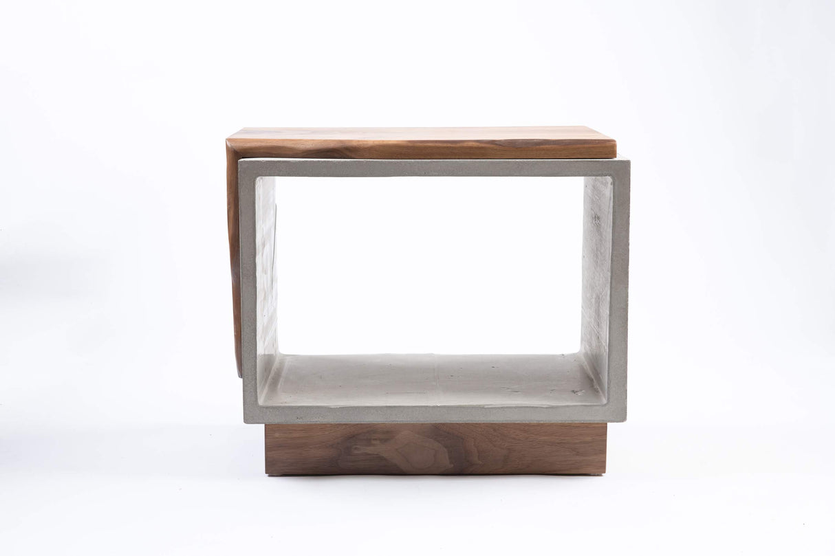 Concrete & Live Edge Black Walnut wood Side Table