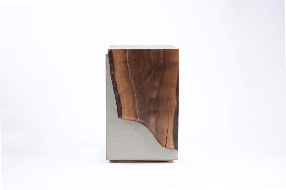 Black - Concrete and Solid Black Walnut Live Edge End Side Table