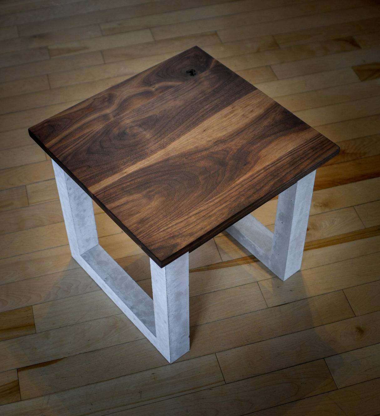 Walnut and Concrete Side Table - End Table