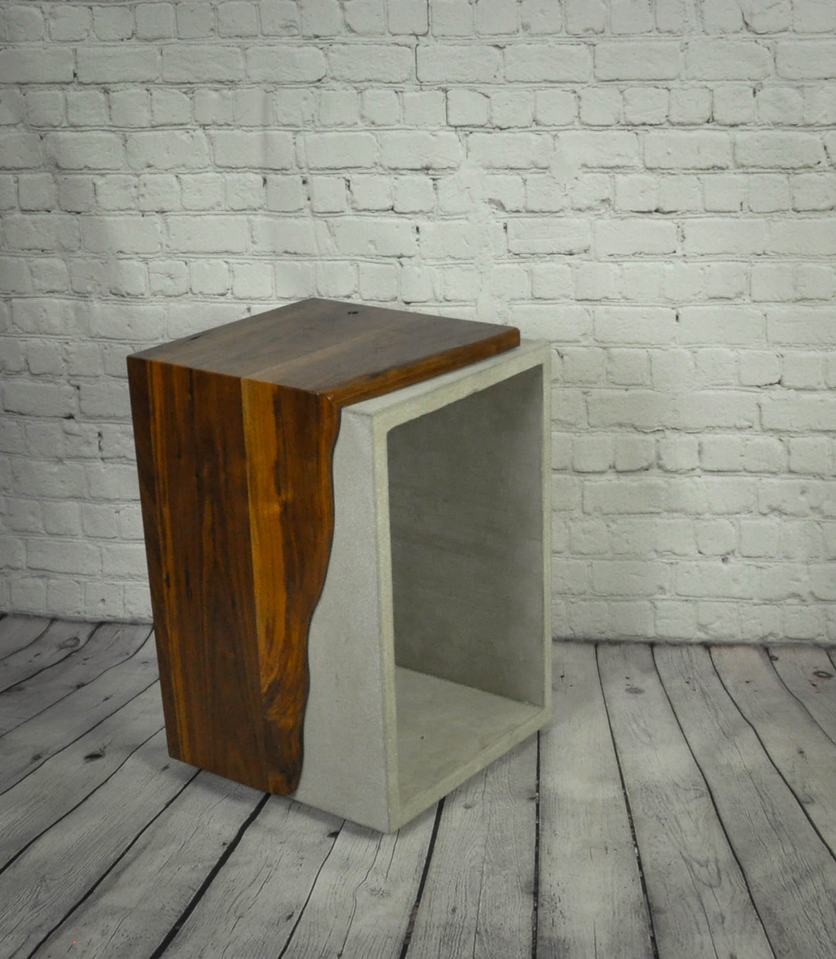 Concrete & Live Edge Black Walnut Side Table or Stool