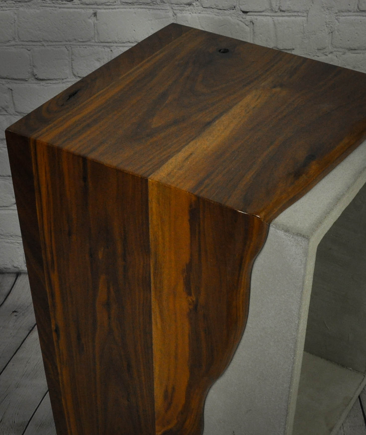 Concrete & Live Edge Black Walnut Side Table or Stool