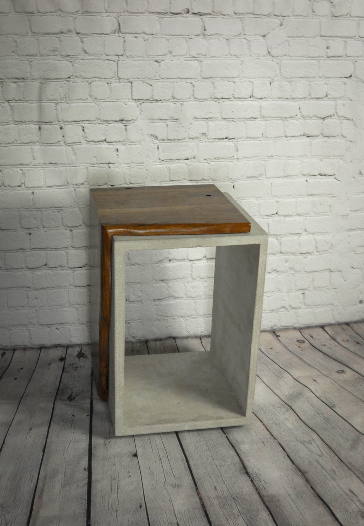 Concrete & Live Edge Black Walnut Side Table or Stool