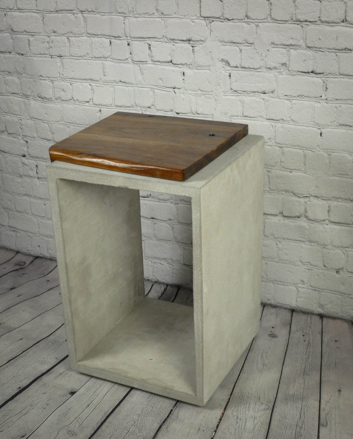 Concrete & Live Edge Black Walnut Side Table or Stool