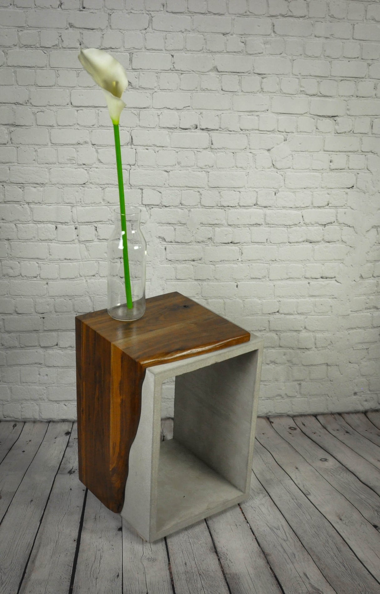 Black - Concrete and Solid Black Walnut Live Edge End Side Table