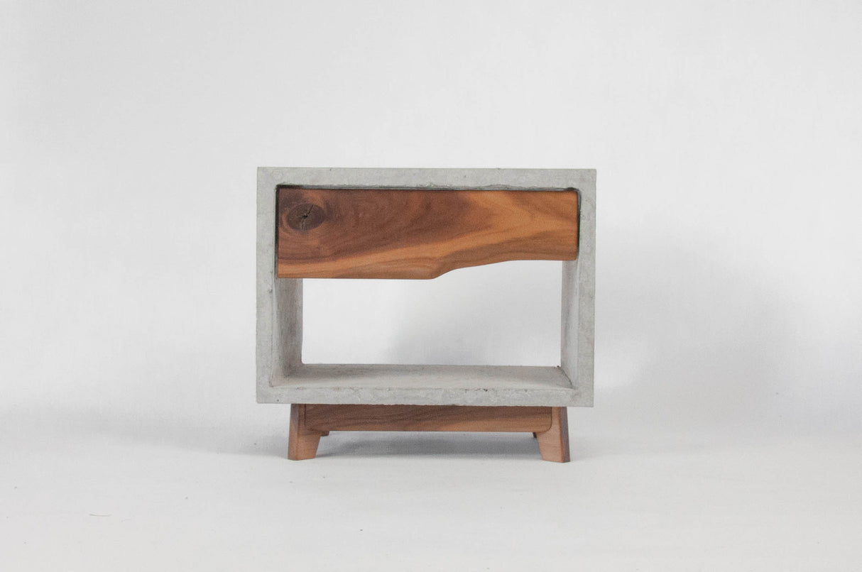 Dwarf Concrete & Live Edge Wood Drawer Nightstand - Side Table