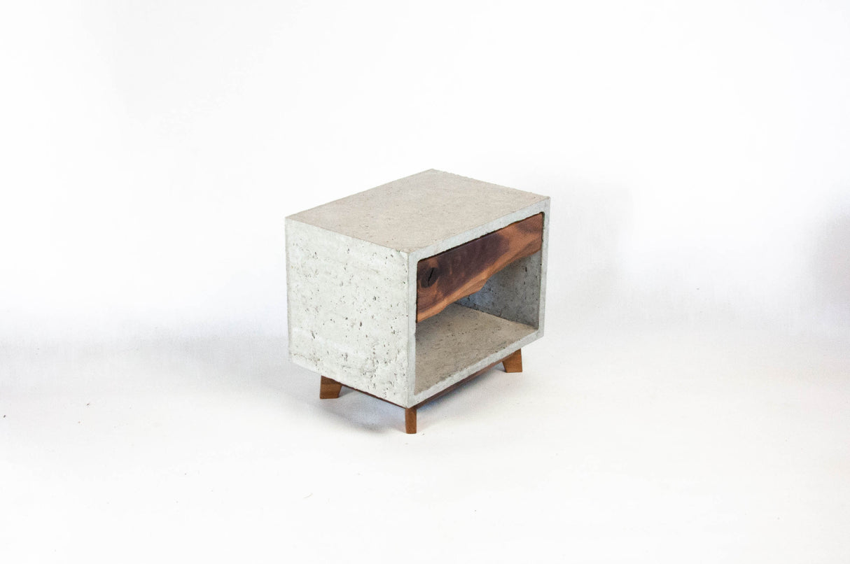Dwarf Concrete & Live Edge Wood Drawer Nightstand - Side Table