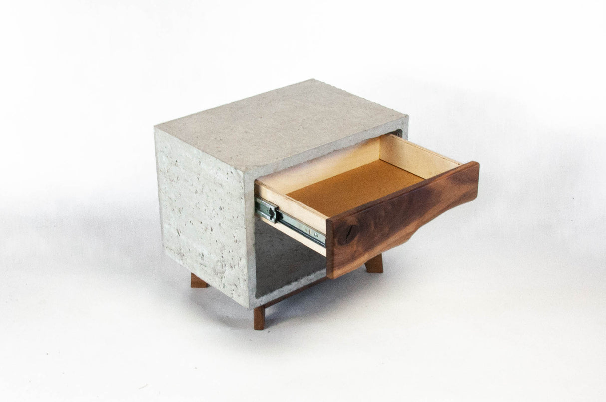 Dwarf Concrete & Live Edge Wood Drawer Nightstand - Side Table