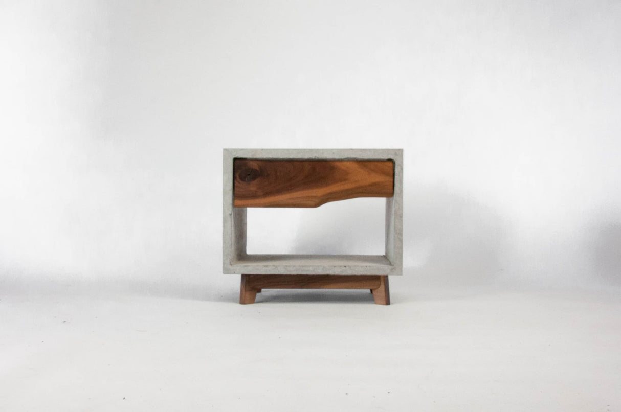 Dwarf Concrete & Live Edge Wood Drawer Nightstand - Side Table