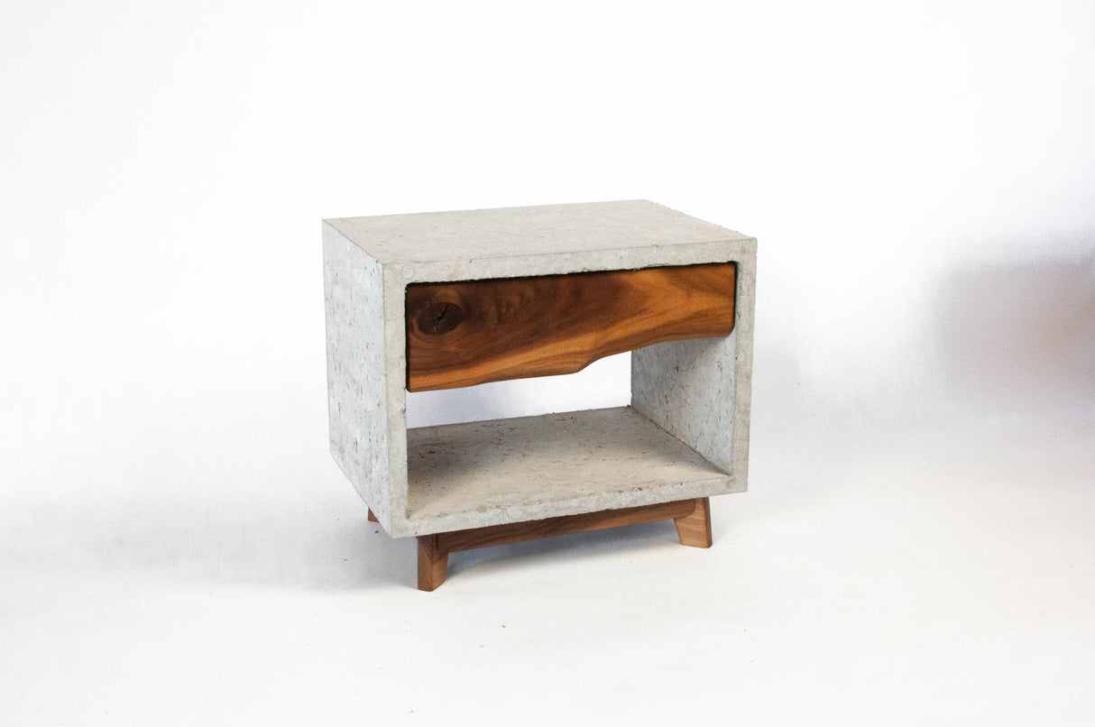 Dwarf Concrete & Live Edge Wood Drawer Nightstand - Side Table