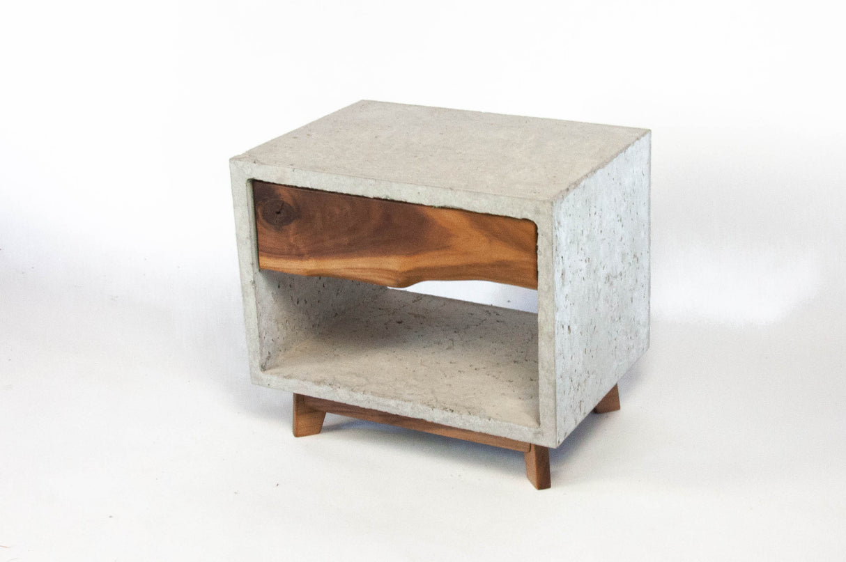 Dwarf Concrete & Live Edge Wood Drawer Nightstand - Side Table