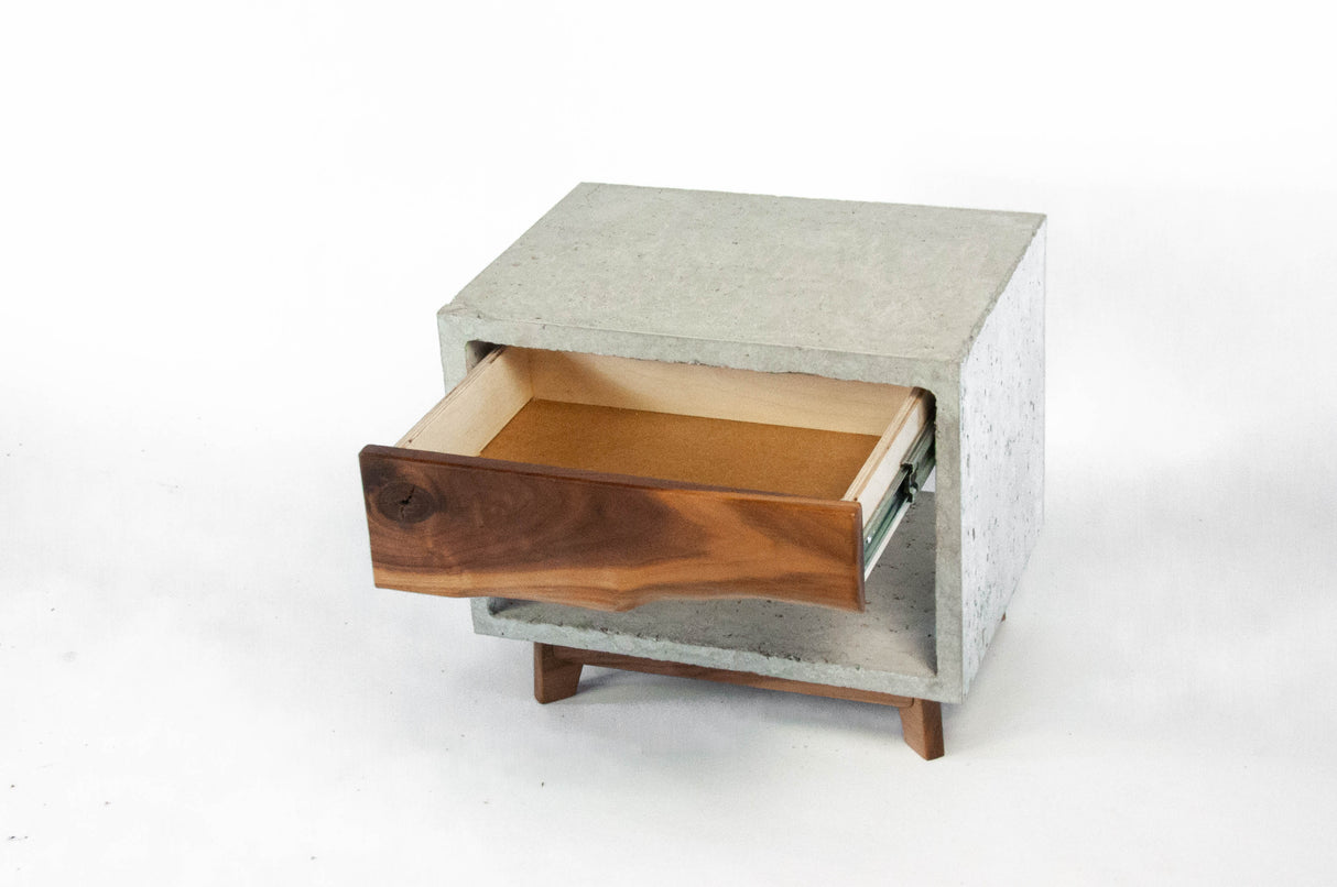 Dwarf Concrete & Live Edge Wood Drawer Nightstand - Side Table