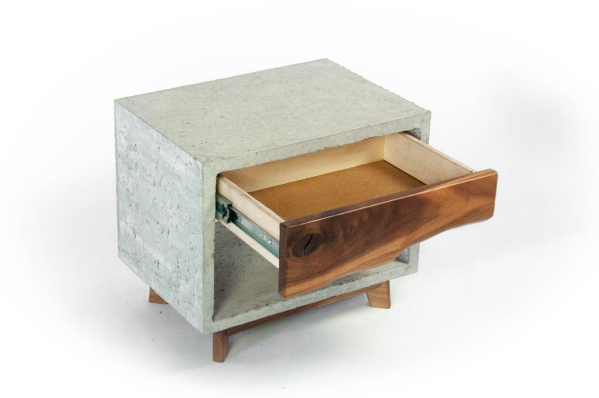 Dwarf Concrete & Live Edge Wood Drawer Nightstand - Side Table