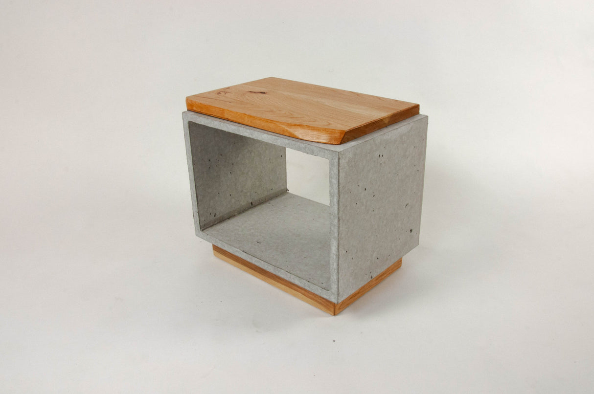 Concrete & Live Edge Cherry Wood Side Table