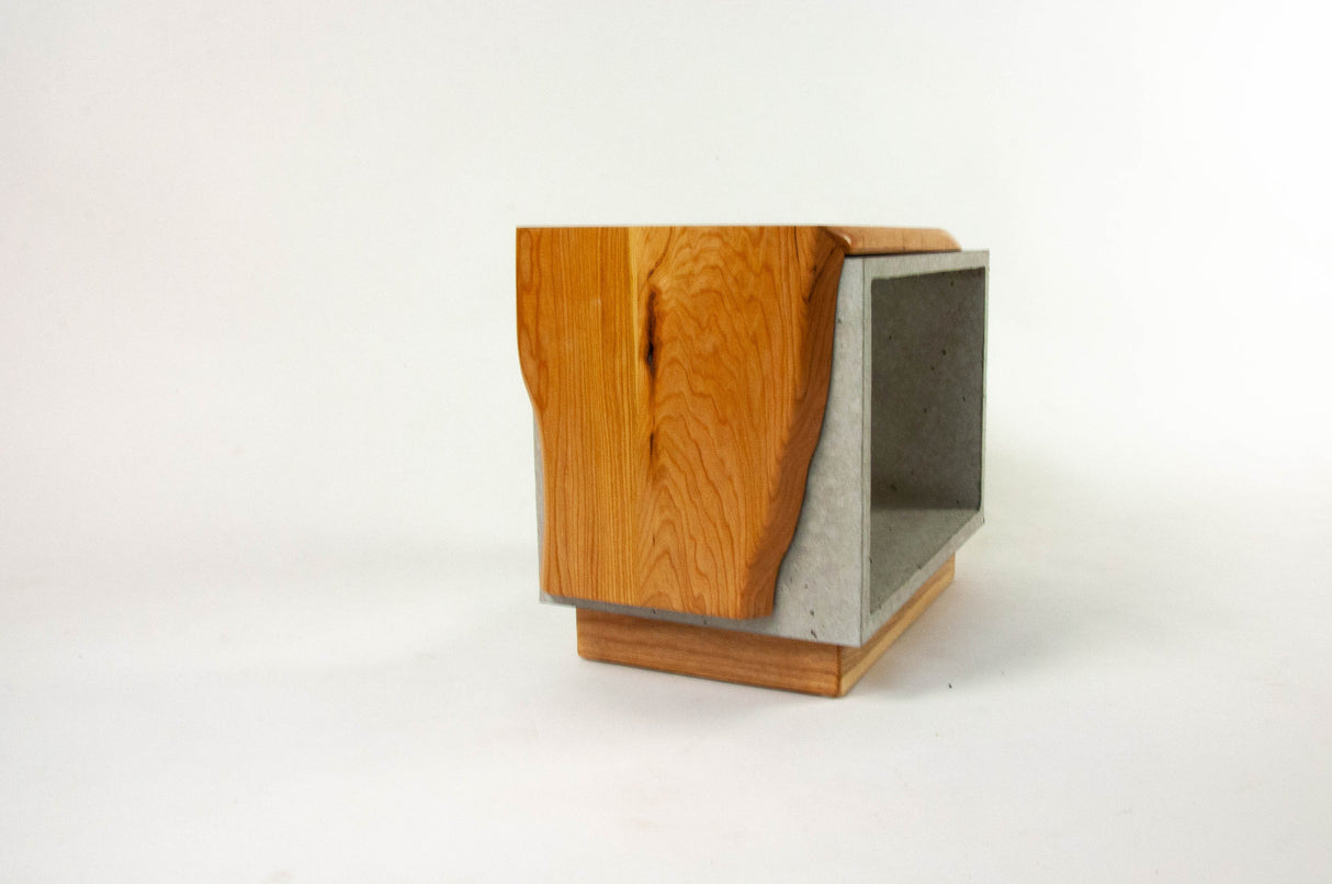 Concrete & Live Edge Cherry Wood Side Table