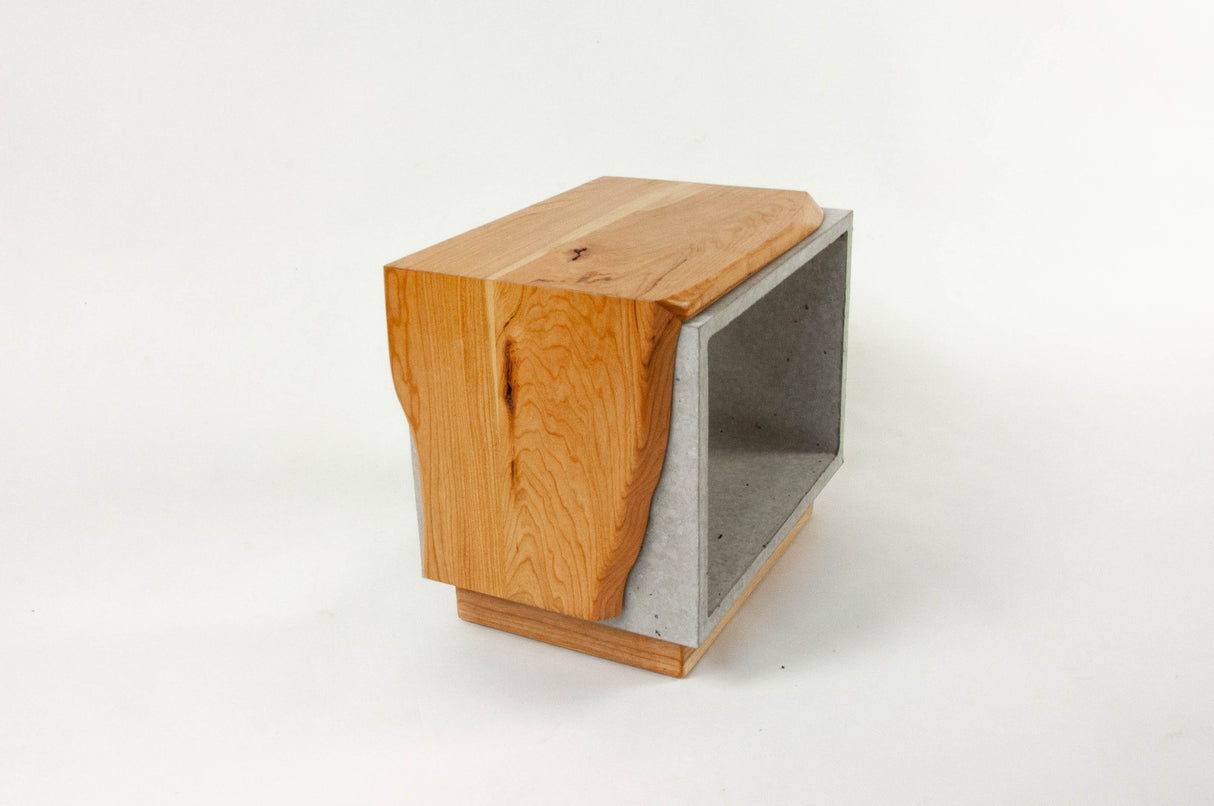 Concrete & Live Edge Cherry Wood Side Table