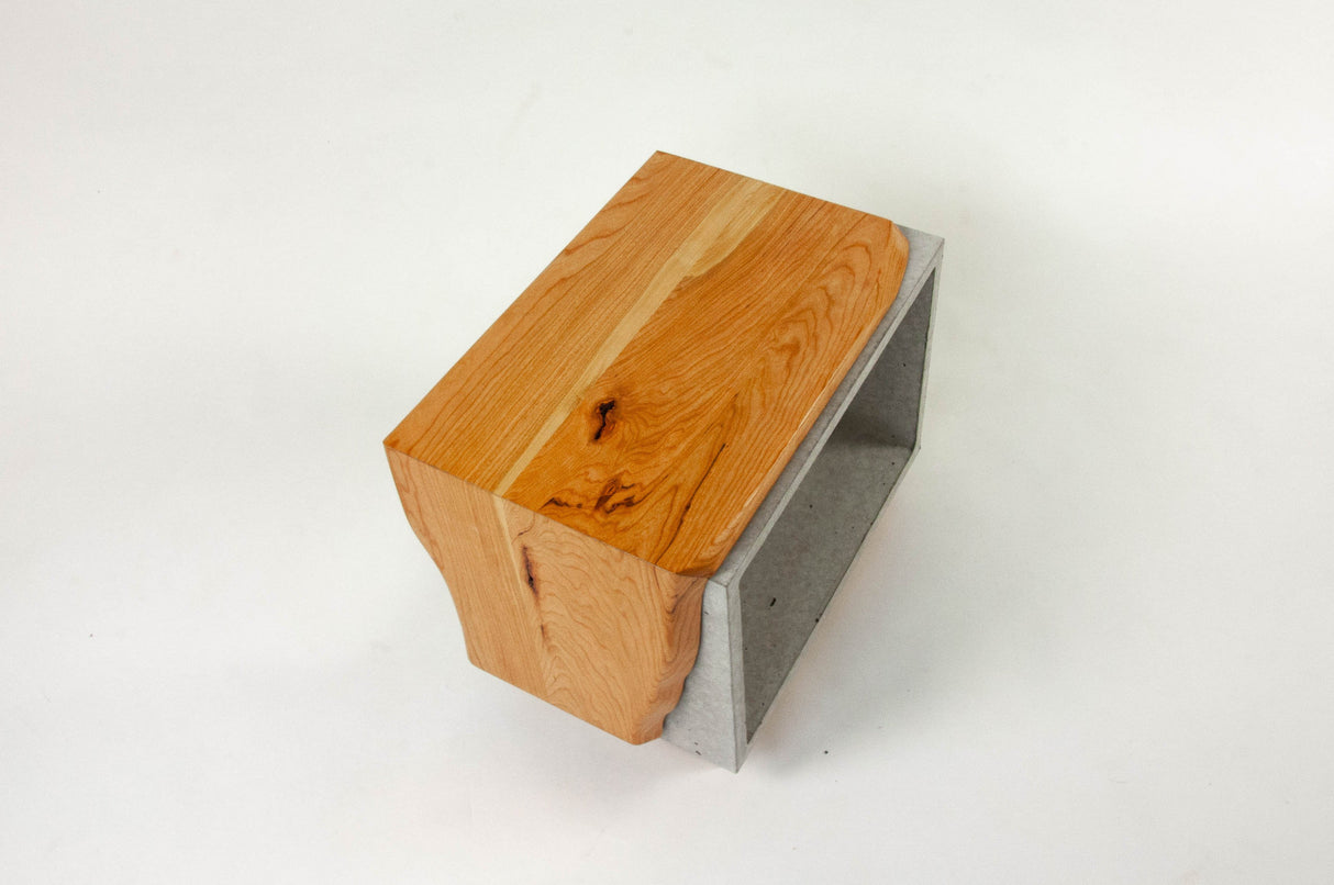 Concrete & Live Edge Cherry Wood Side Table