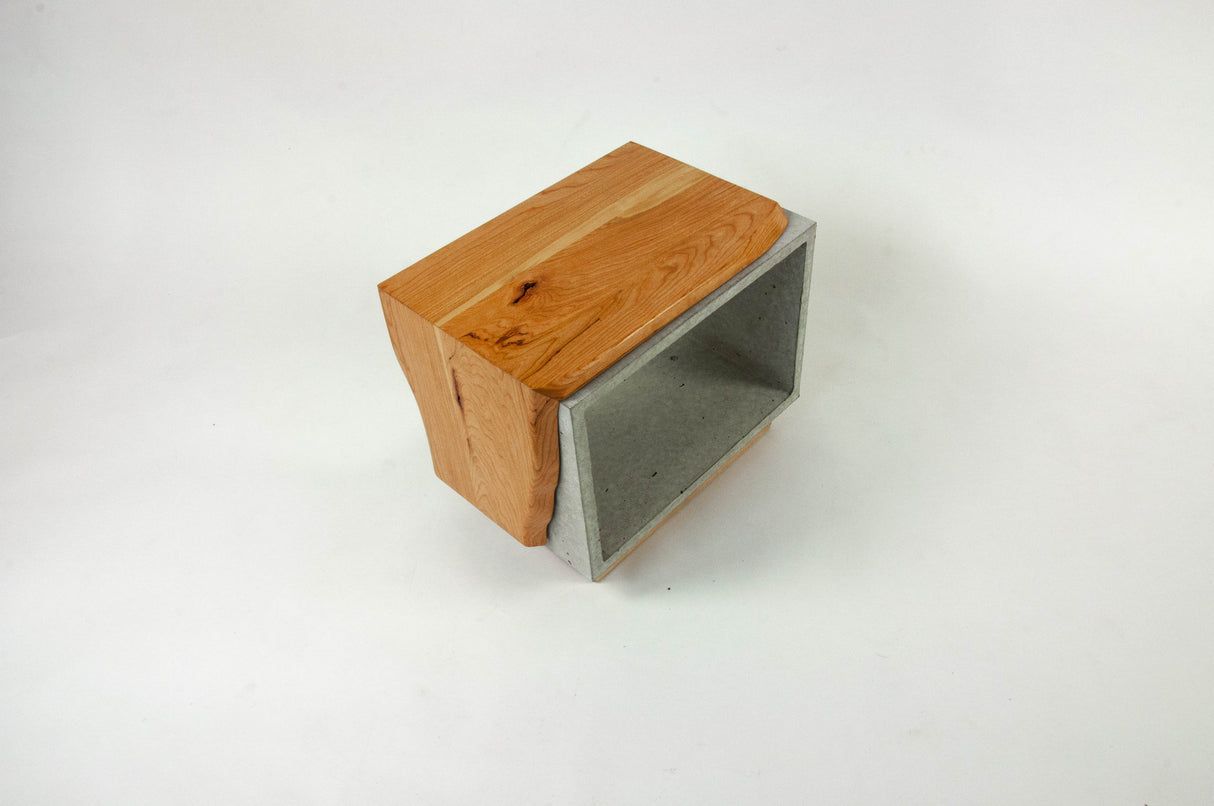 Concrete & Live Edge Cherry Wood Side Table
