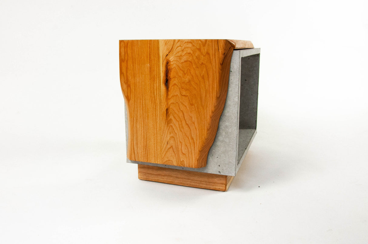Concrete & Live Edge Cherry Wood Side Table