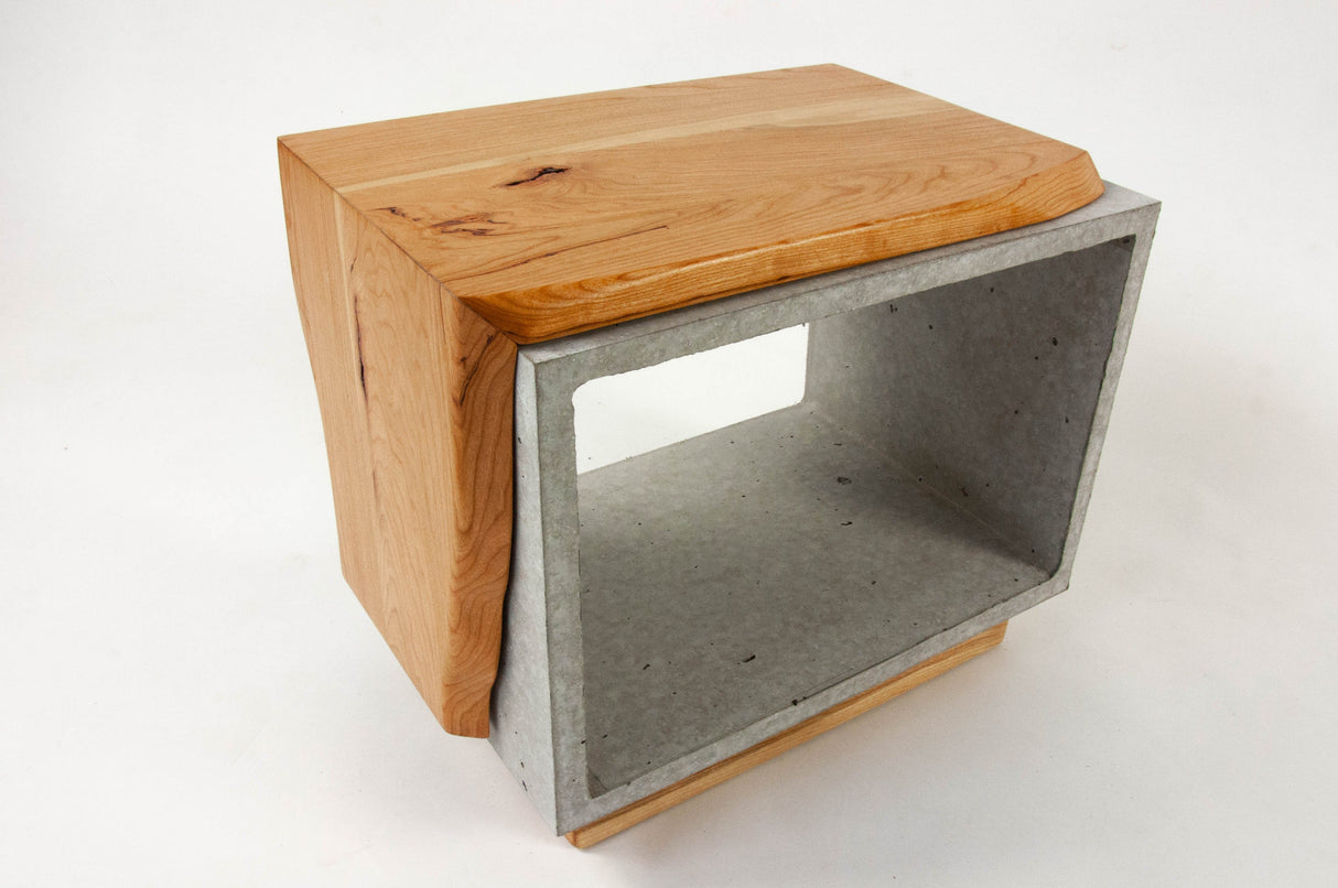 Concrete & Live Edge Cherry Wood Side Table