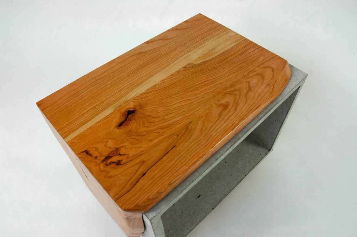Concrete & Live Edge Cherry Wood Side Table