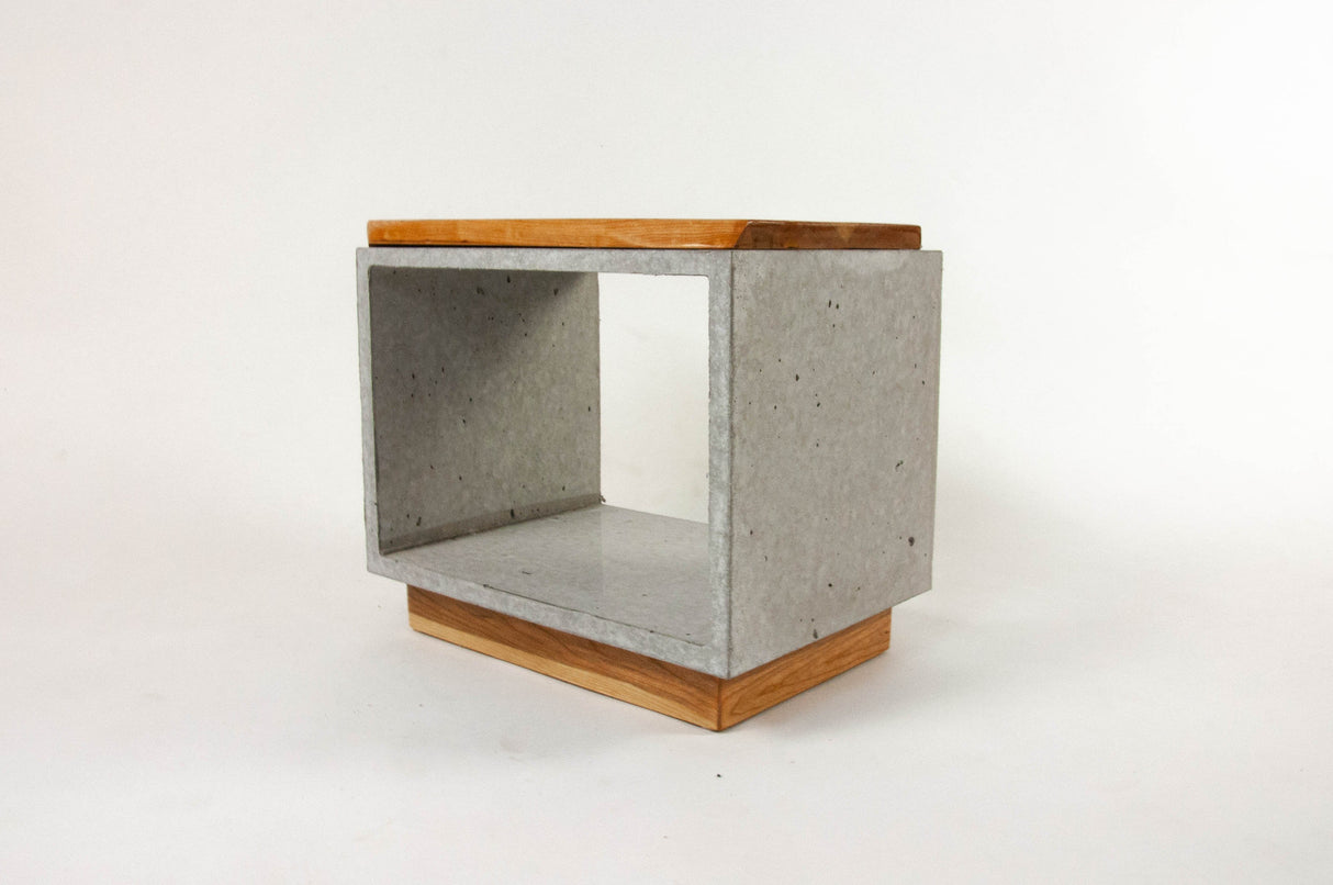 Concrete & Live Edge Cherry Wood Side Table