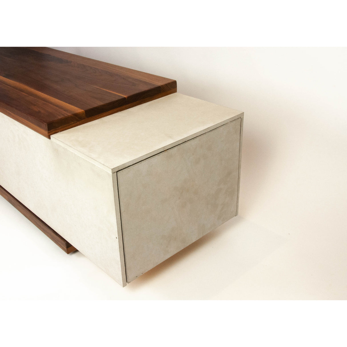 Concrete and Wood Coffee Table or TV Stand with Hidden Drawer