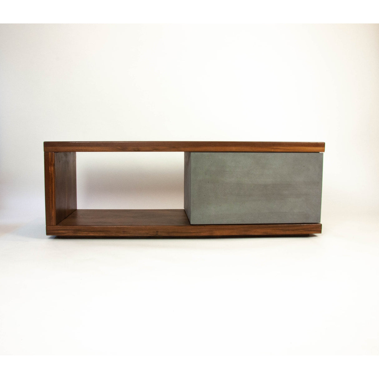 In Stock - Concrete and Black Walnut Wood Coffee Table or TV Stand with Drawer