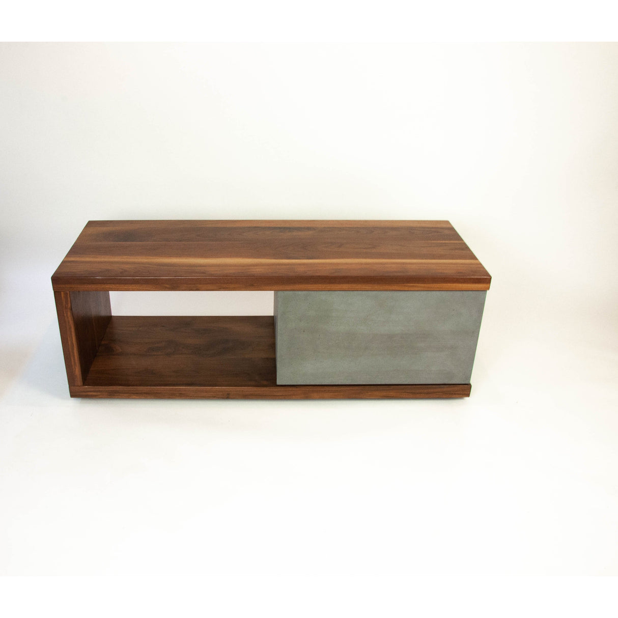 In Stock - Concrete and Black Walnut Wood Coffee Table or TV Stand with Drawer