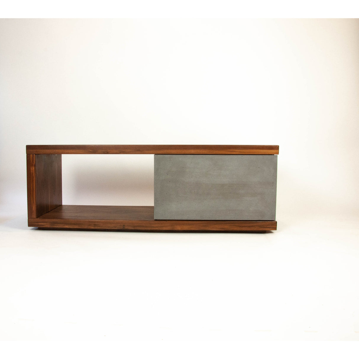 In Stock - Concrete and Black Walnut Wood Coffee Table or TV Stand with Drawer