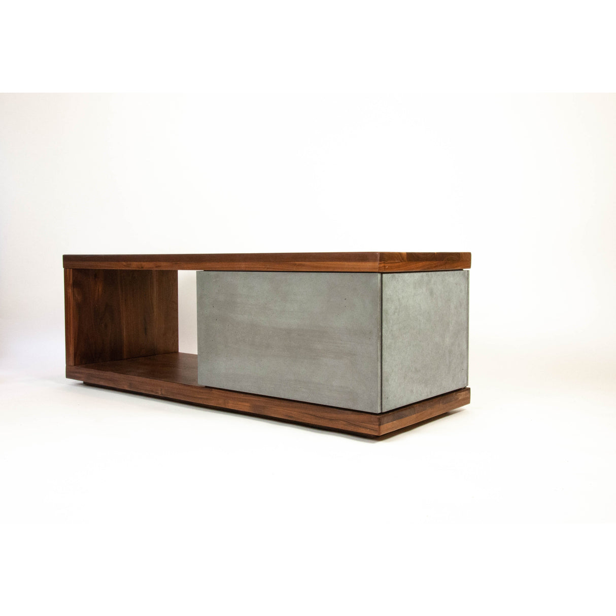 In Stock - Concrete and Black Walnut Wood Coffee Table or TV Stand with Drawer