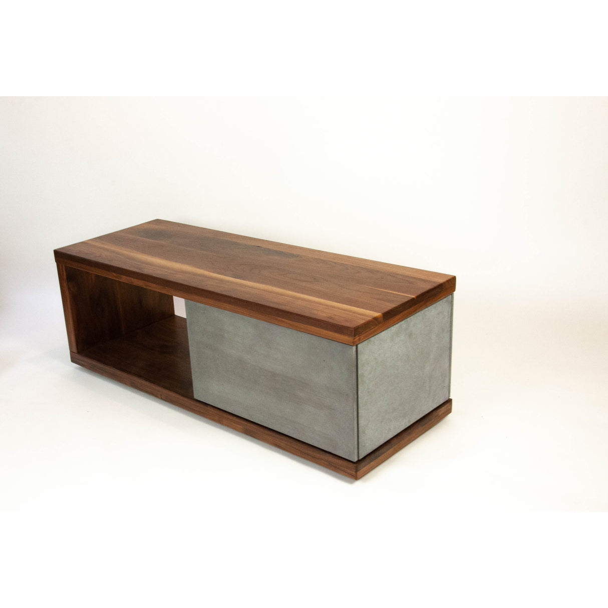 In Stock - Concrete and Black Walnut Wood Coffee Table or TV Stand with Drawer