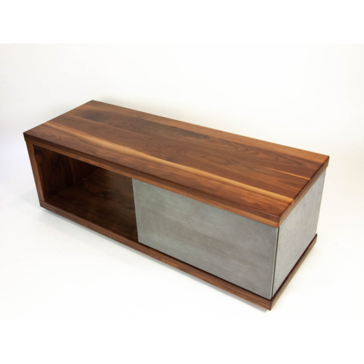 In Stock - Concrete and Black Walnut Wood Coffee Table or TV Stand with Drawer