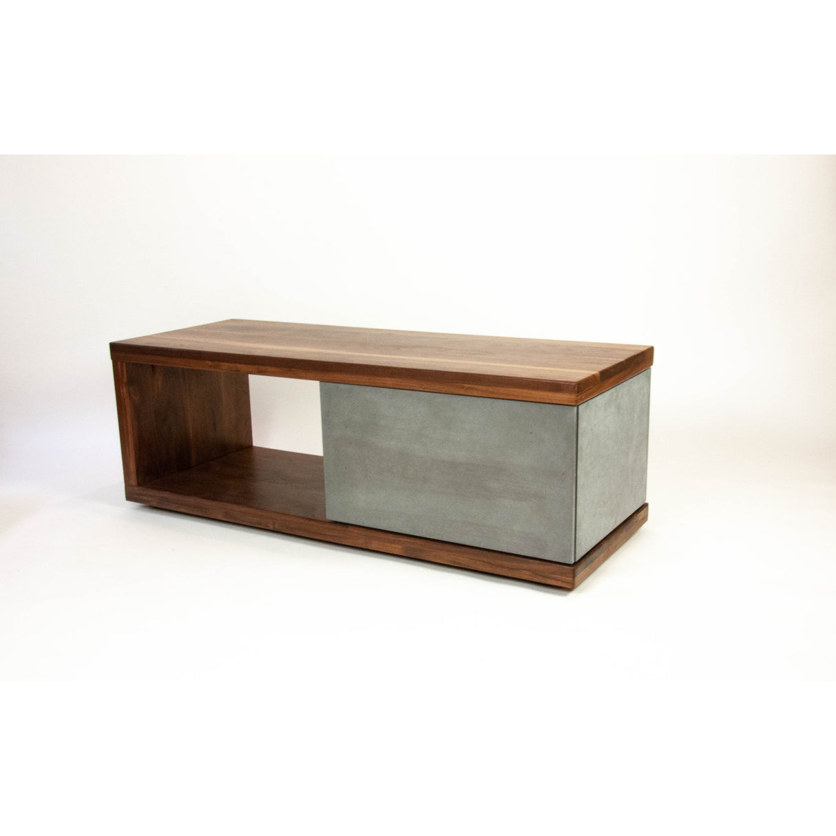 In Stock - Concrete and Black Walnut Wood Coffee Table or TV Stand with Drawer