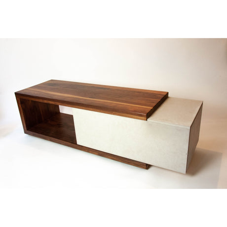 Concrete and Wood Coffee Table or TV Stand with Hidden Drawer