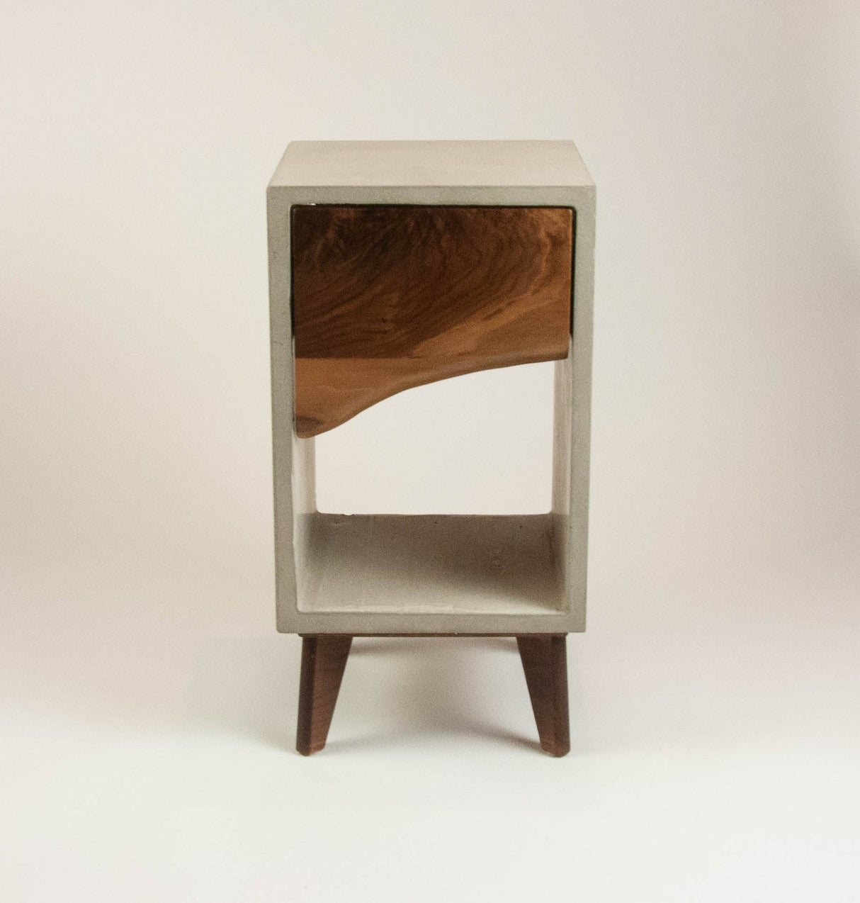 Classic - Concrete and Live Edge Black Walnut Solid Wood Drawer Nightstand Side Table