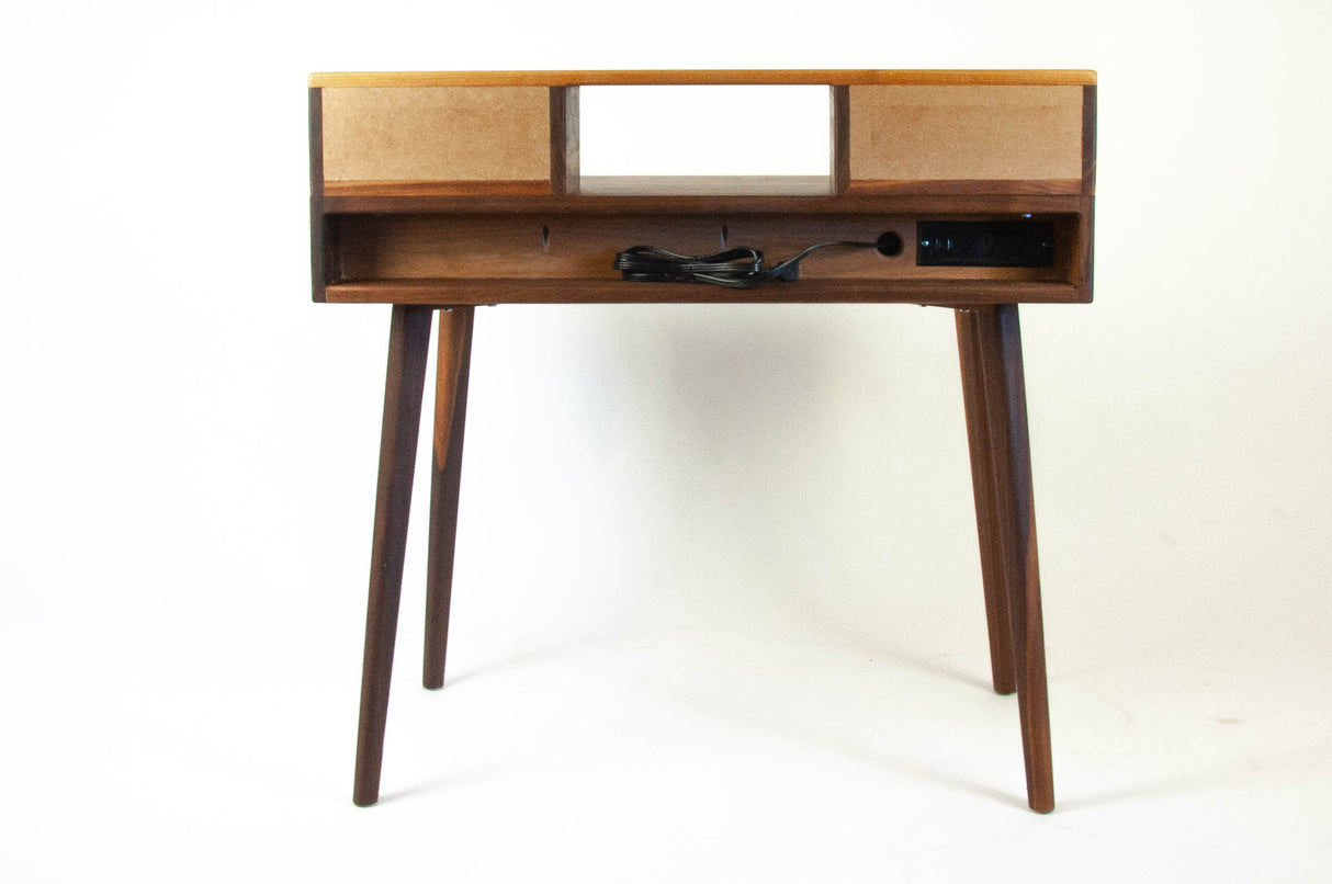 La Huche All Walnut - Mid-Century Modern Black Walnut Office Desk with Shelf and Drawers