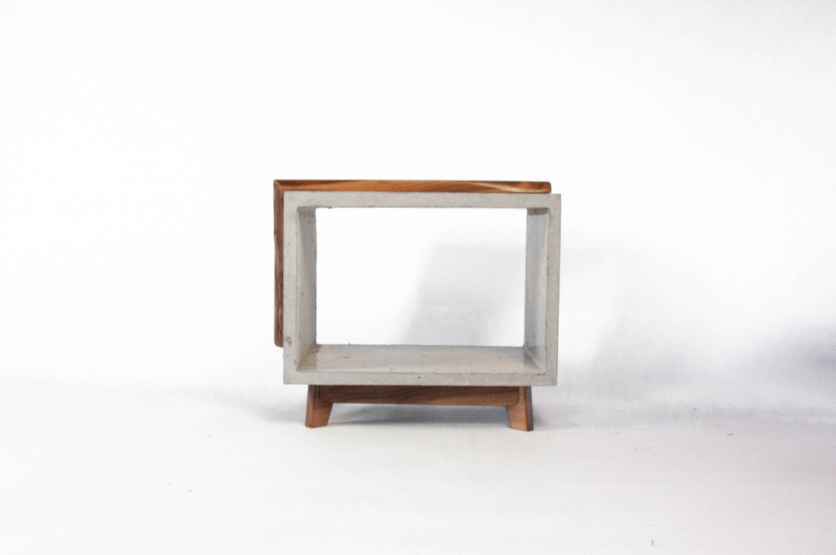 Live Edge Walnut & Concrete End Table with Short Legs