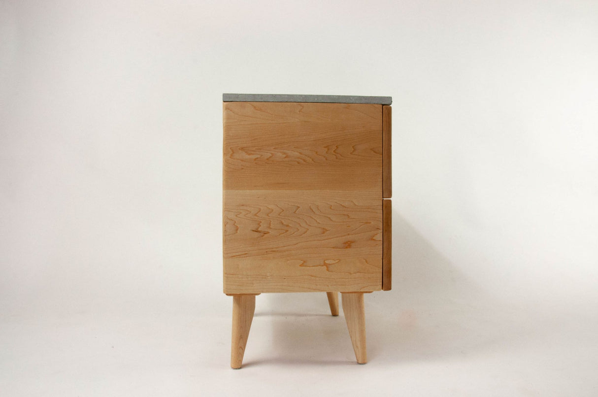 Marissa - Two Drawers Maple Wood & Concrete Top Nightstand