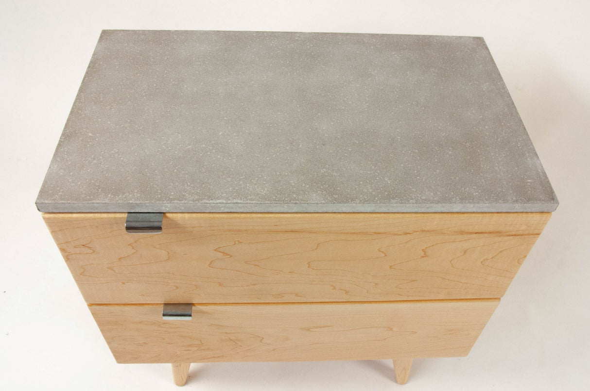 Marissa - Two Drawers Maple Wood & Concrete Top Nightstand