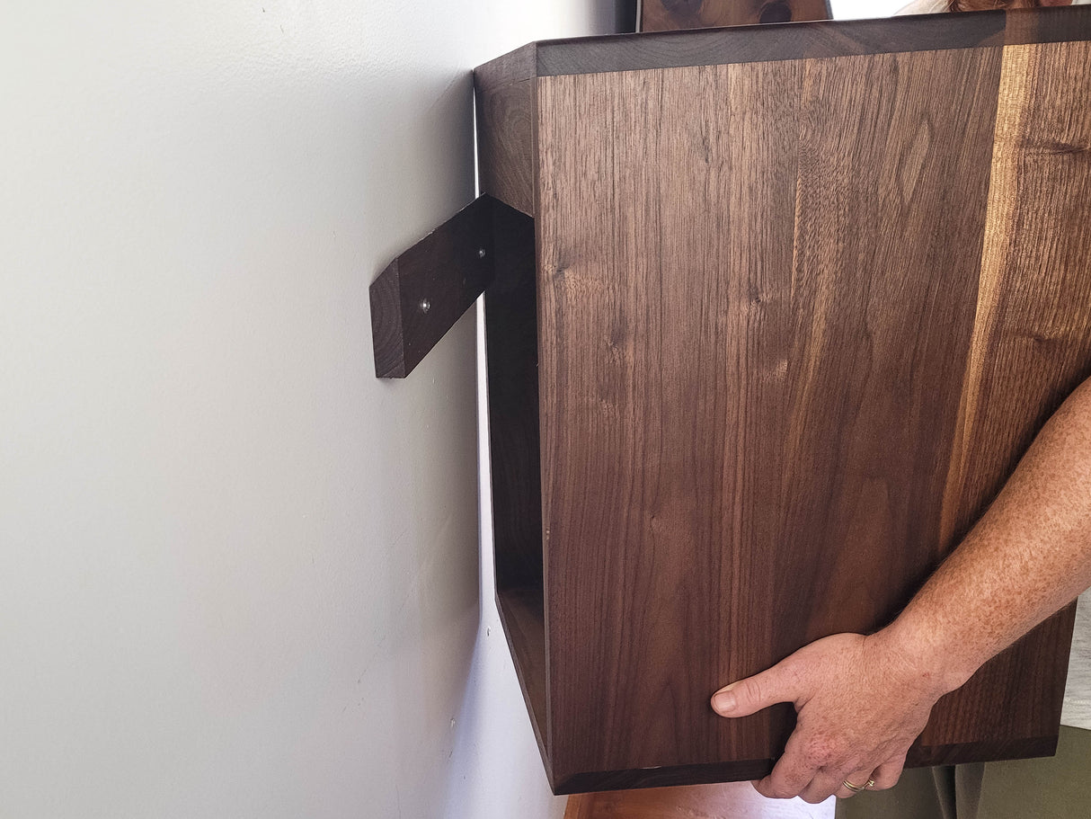 Cloud - Floating Wall Shelf Walnut with Drawer Nightstand