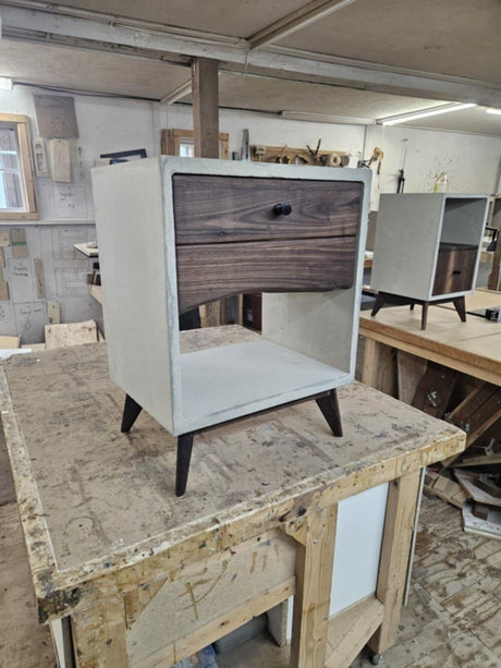 Custom project Concrete and Black Walnut Stain in Black two drawers