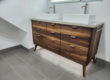 Personalizable Bathroom Vanity Concrete Walnut Solid Wood Drawers