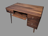 The Executive - Mid-century Modern All Black Walnut Office Desk with Versatile Storage Space