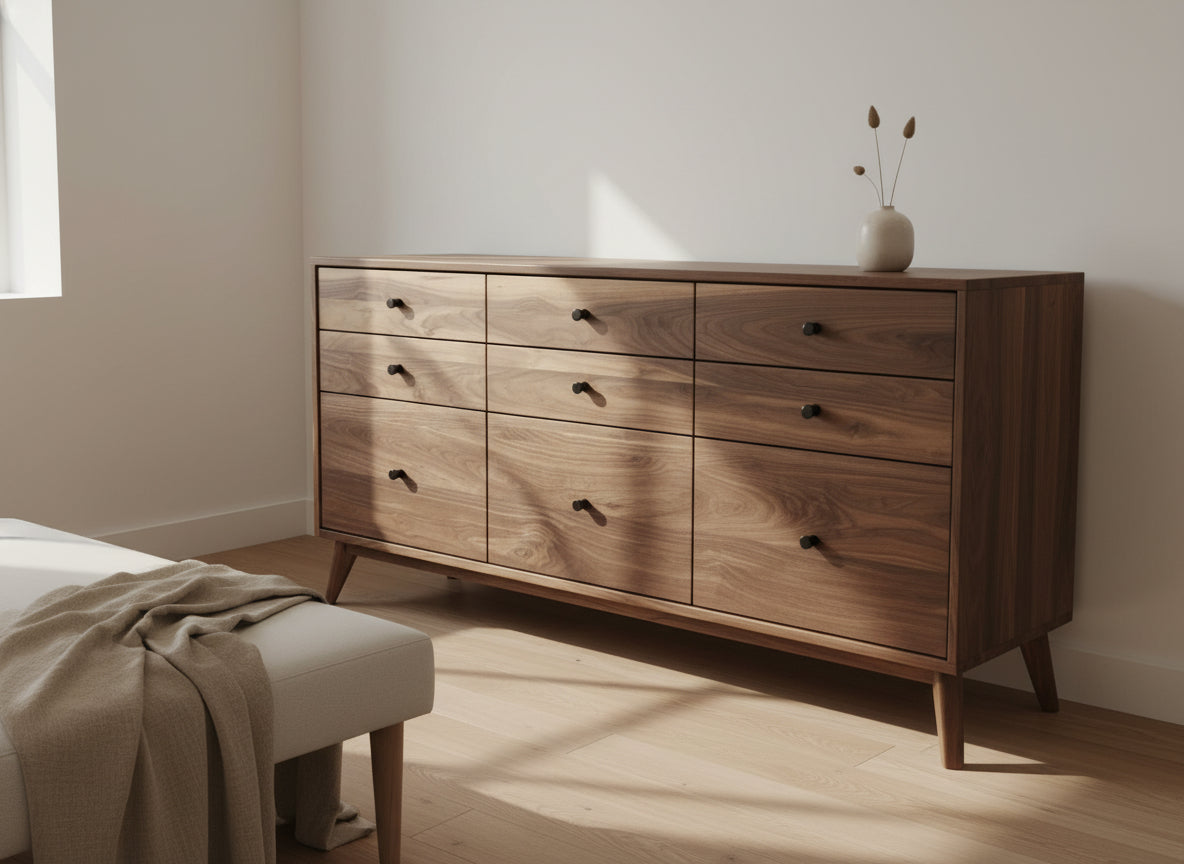 The Hiro 60 - Mid-century Modern Dresser or Large Nightstand.
