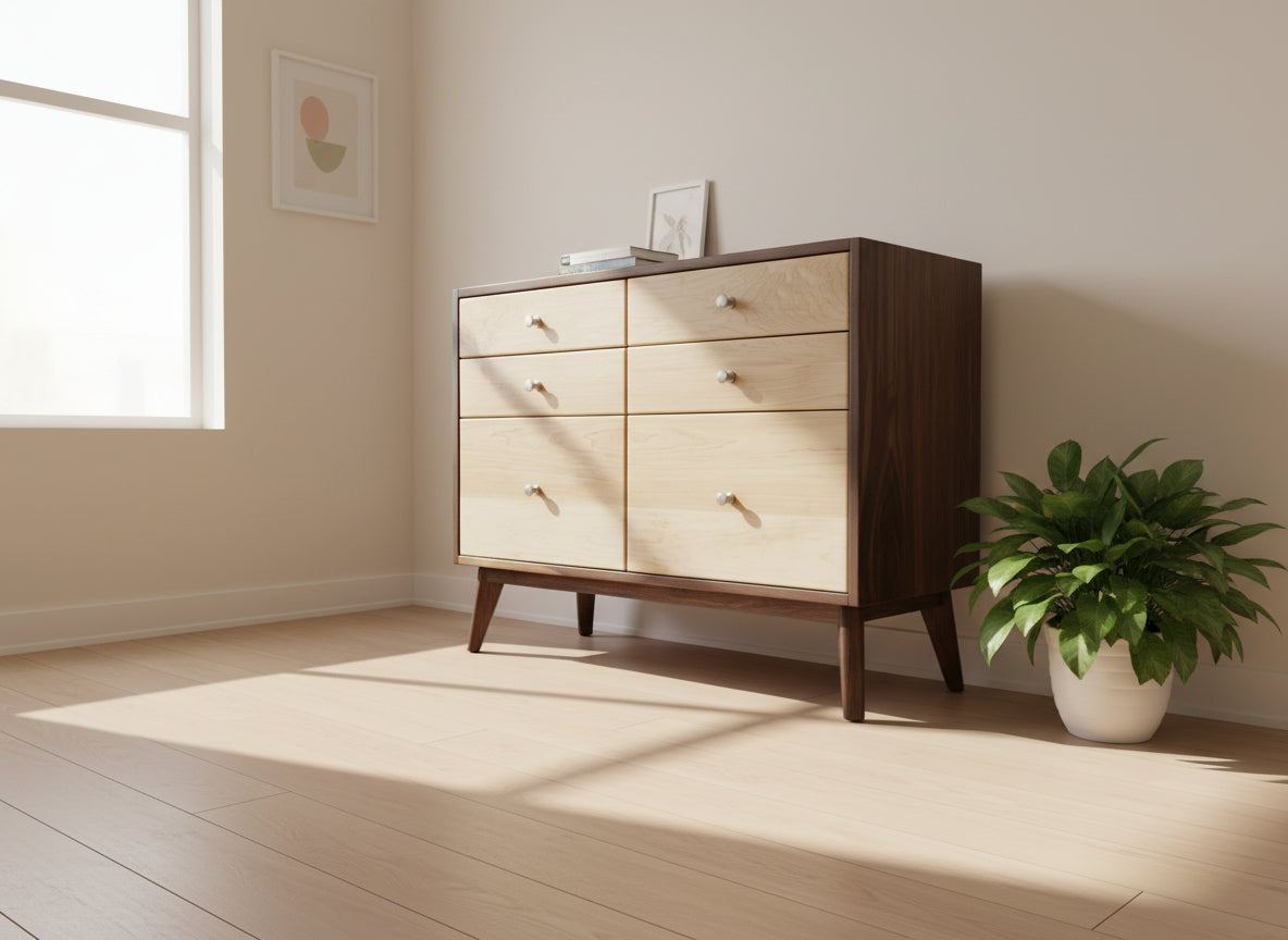 The Hiro 36 and 48 - Mid-century Modern Dresser or Large Nightstand.